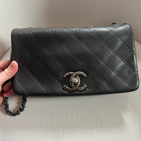 CHANEL Handbags - Chanel Black and blue Quilted Shoulder Bag